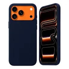 Capa Capinha Case Para iPhone 17 Pro Max Silicone Premium + Azul Lisa