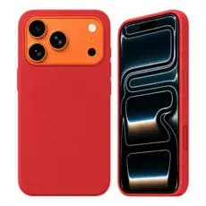 Capa Capinha Case Para iPhone 17 Pro Max Silicone Premium + Vermelho Lisa