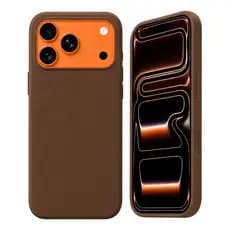 Capa Capinha Case Para iPhone 17 Pro Max Silicone Premium + Marrom Lisa