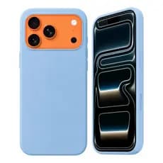 Capa Capinha Case Para iPhone 17 Pro Max Silicone Premium + Azul - Claro Lisa