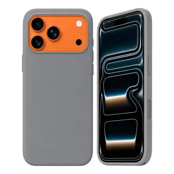 Capa Capinha Case Para iPhone 17 Pro Max Silicone Premium + Cinza Lisa