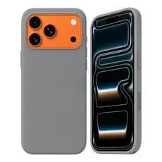 Capa Capinha Case Para iPhone 17 Pro Max Silicone Premium + Cinza Lisa