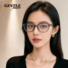 (GENTLE MOSCOT) Óculos Vintage Artsy Small Cat Eye Frame Mulher TR90 Leves E Anti-Luz Azul Para Mulheres , Uso Diário ,