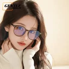 (GENTLE MOSCOT) Óculos Retrô Coreano Formal De Armação Redonda Feminino TR90 Leves E Anti-Luz Azul Para WFH Entradas Diá
