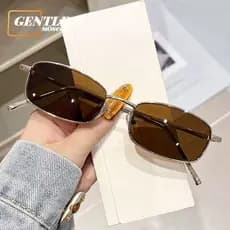 (GENTLE MOSCOT) Óculos De Sol Unissex De Metal Robusto – Armação Quadrada , Opções De Lentes Multicoloridas (Amarelo/Cin