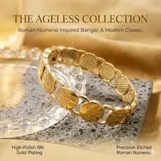 Pulseira feminina de aço inoxidável banhada a ouro com dez comandos e algarismos romanos