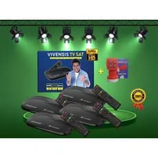 KIT 4 RECEPTOR VIVENSIS VX10 SATHD COM LNB Ku QUADRUPLO NOVA PARABÓLICA DIGITAL TV SAT