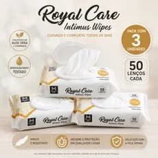 Lenço Umedecidos Royal Care Intimus Wipes Marmber's Mark Pack com 3 Unidades de 50 Lenços Cada