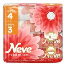 Kit 4 Pacotes C/48 Lenço Toalhas Umedecidos Neve Toque de Seda 192un