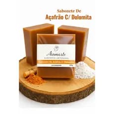 Kit 3 Sabonetes Açafrão com Dolomita 100g Natural Artesanal Clareador Antiacne Tira Manchas Oleosidade Rosto Corpo