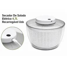 Secador de Salada Elétrico 4,7L USB Automático Centrífuga Verduras e salada Prático e Rápido