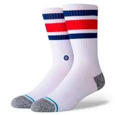 Meia Cano Longo Branco Listra Stance Boyd ST Unissex