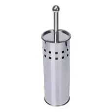 Escova Sanitária Inox Com Suporte Base E Cerdas Flexíveis Para Banheiro