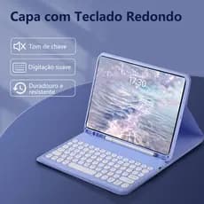 Capa com teclado redondo e mouse para Samsung Galaxy Tab A7, A8, A11+, A9+, S7+ S8+ S7FE, S7 S8, S6 lite, S8 Ultra