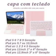 Capa com Teclado Touch Para iPad 5 6 7 8 9 Geração, ipad air1/2/3/4/5,  iPad pro9,7 pro10,5 pro11  pro12,9 inch