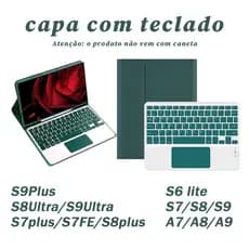 capa com Teclado Touch para Samsung Tab S6lite A7 A8 A9 A11 A11+ S7 S8 S9 S7+ S7FE S8+ S9+ A9+ S8Ultra S9Ultra