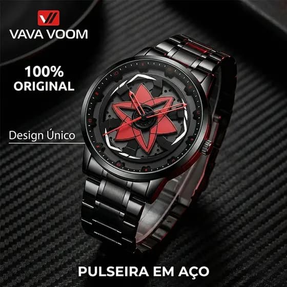 Relógio Masculino VAVA VOOM LT07 Giratório Roda Carro 360° Aço Inox Esportivo À Prova D’água