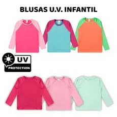 Kit Sortido 2 Blusas Menina Proteção Solar UV 50 Manga Longa Bebê Infantil Juvenil Feminina