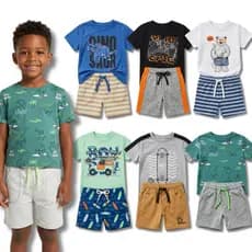 Kit 4 Conjuntos Sortidos Masculino Bebê Infantil - Camiseta Manga Curta + Bermuda Menino Verão