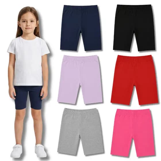 Kit 3 Bermuda Ciclista Lisa Feminino/Menina Infantil - Shorts Escolar Liso em Cotton Algodão