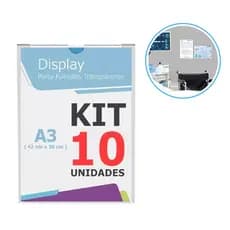 Kit 10 Display de Parede A3 Folhetos Folders Com Fita Dupla Face