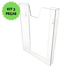 Kit 3 Display Porta Folha Prontuário Parede A4 Acrílico