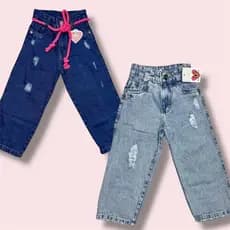 Luz Moda Infantil - KIT 2 WIDE LEG MENINA ESTAMPAS, DESENHOS, COM CINTO E RASGADAS 4 AO 8