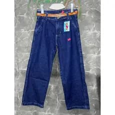 Luz Moda Infantil - Primavera e Verão - Wide Leg Básica Escura com Cinto Adolescente Criança - Conforto e Estilo