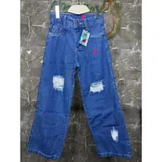 Luz Moda Infantil - Primavera e Verão - Wide Leg Lavagem Média Rasgada Adolescente Criança - Conforto e Estilo