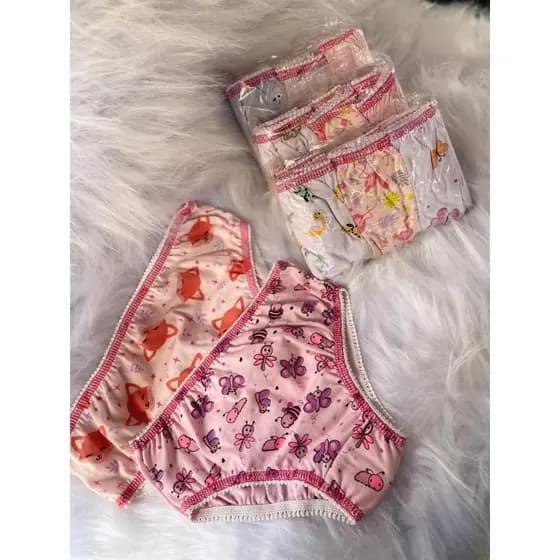 Luz Moda Infantil - Kit Combo 6 Calcinhas Infantis - Estampas Variadas e Super Confortável