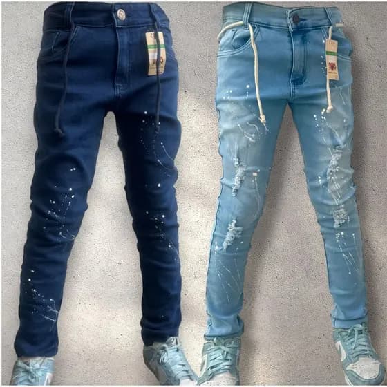 Luz Moda Infantil - Calça Estilo Jogador Jeans Menino Respingada Infantil e Juvenil com Cordão - Conforto e Estilo Premi