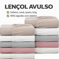 Lençol Avulso Com Elástico 100% Algodão Solteiro Casal Queen King Cama Liso Estampado Elástico Fronha
