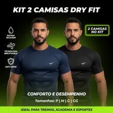 Kit 2 Camisetas Dry Fit Masculina - Casual - Treino - Academia - Esportes - Exercícios - Corrida