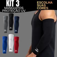 Kit 3 Par Manguito Térmico Proteção Solar UV50+ Segunda Pele uv unissex Manga Longa de Braço