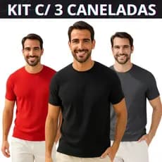Camisetas Canelada Kit 3 Americana Peças Justa Ao Corpo