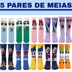 5 Pares De Meias De Desenho Animado Anime Coleção Casal Novidade designer hip hop Casuais Engraçadas