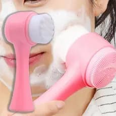 KIT 3 Escova de Limpeza Facial 2 Em 1 Com Cerdas Macias Dupla Face