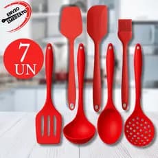 Jogo de Cozinha Silicone Kit Peças de Colher Espátula Fue Pequena Pincel Batedores de ovos