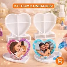 Kit 2 Molduras Grande Coração Resina Silicone Artesanato Diy Branco