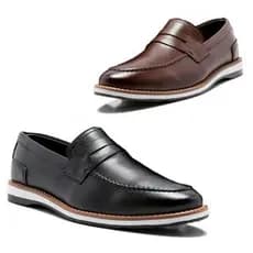 Kit 2 Pares Mocassim Masculino Sapato Casual Laboshoes Elegante Calce Fácil Preto Marrom