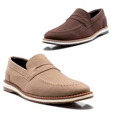 Kit 2 Pares Mocassim Loafer Masculino Camurça Laboshoes Calce Fácil Marrom