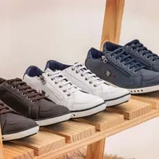 Kit 3 Pares Sapatênis Casual Masculino Laboshoes Calce Fácil Zíper Lateral Preto Branco Marrom Azul