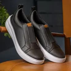 Sapatênis Masculino LaboShoes Calce Fácil Sem Cadarço Elástico Estiloso Branco Azul Preto