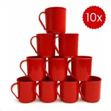 Kit 10 Canecas Plásticas 400ML Premium Merenda Escolar Creche Cantina Café Refeição Festas Eventos