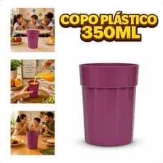 Kit Copos Plásticos Resistentes 350ML 50 Unidades Para Eventos Festas Escola Creche Merenda Almoço
