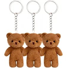 Chaveiro Ursinho Marrom de Pelúcia 9cm com Corrente Chaveiro Ideal Para Lembrancinhas Mochilas e Enfeites