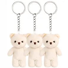Chaveiro Ursinho Branco de Pelúcia 9cm com Corrente Chaveiro Ideal Para Lembrancinhas Decoração Enfeites Mochila e Bolsa