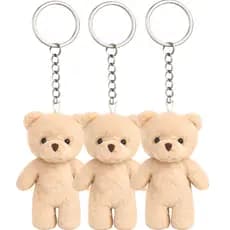 Chaveiro Ursinho Bege de Pelúcia 9cm com Corrente Chaveiro Ideal Para Lembrancinhas Mochilas e Enfeites