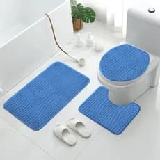 Kit Tapete de Banheiro 3 peças Jogo Tapete Banheiro Antiderrapante Luxo