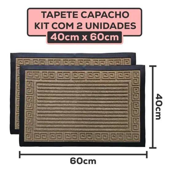 Kit 02 Tapete Capacho 40x60cm Para Porta Emborrachados Resistentes Habitat